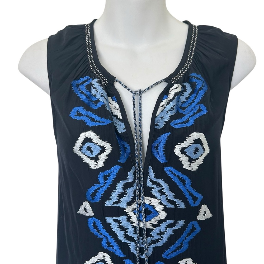 Marie Oliver Ellis Embroidered Dress blue sleeveless maxi dress size medium - Picture 3 of 10